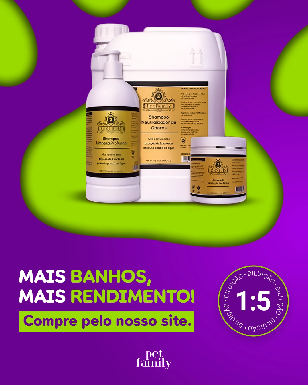 Linha Gold: performance profissional, alto rendimento e diluição 1:5 para mais banhos.